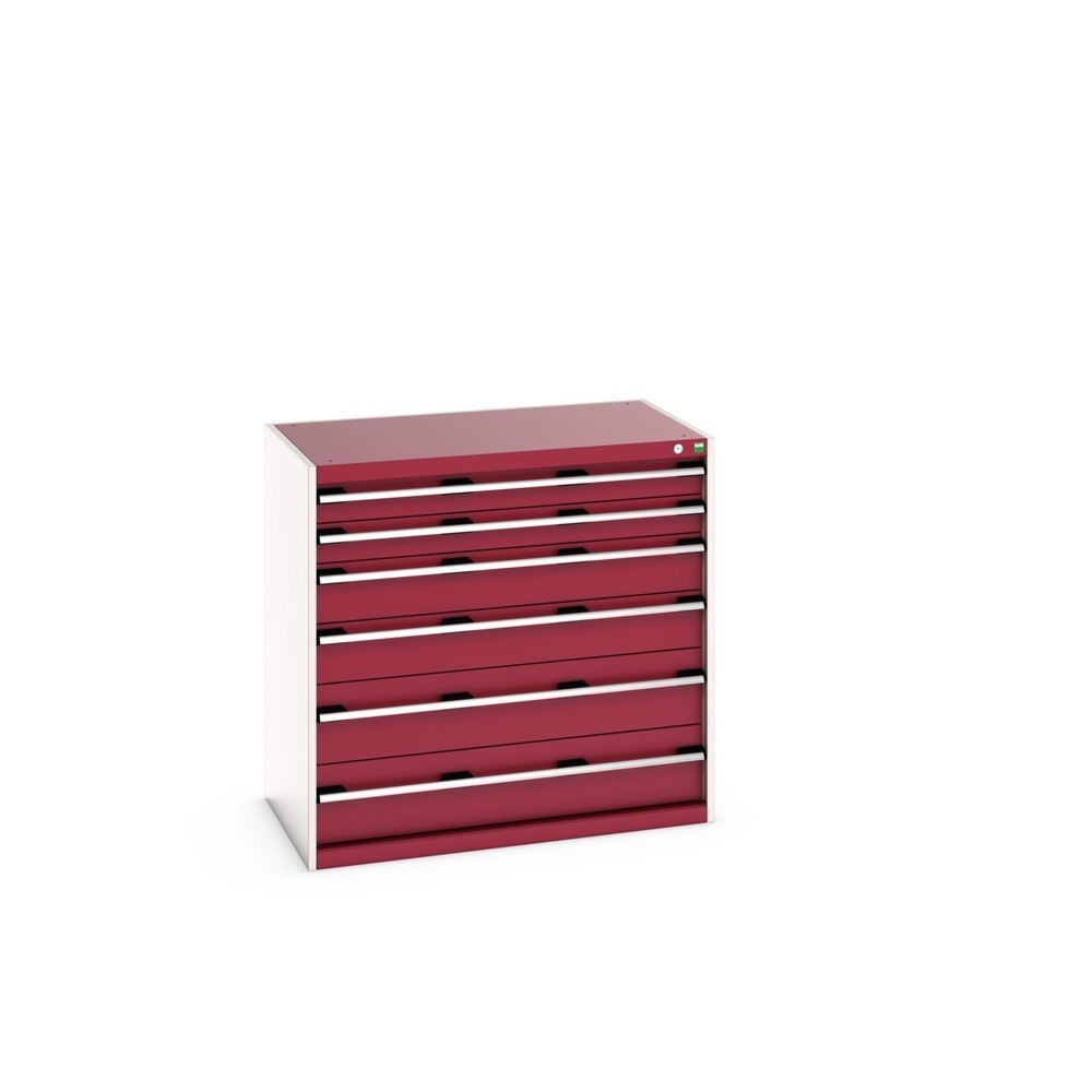 Product afbeelding: Ladekast bott cubio, lades 2x100 + 2x150 + 2x200 mm, draagvermogen elk 200 kg, breedte 1.050 mm, purperrood