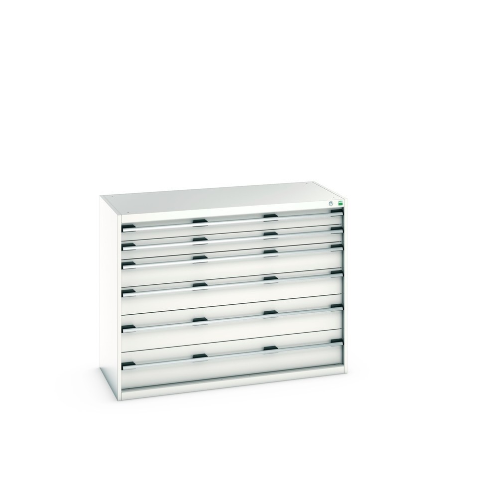 Product afbeelding: Ladekast bott cubio, lades 2x100 + 2x150 + 2x200 mm, draagvermogen elk 200 kg, breedte 1.300 mm, lichtgrijs