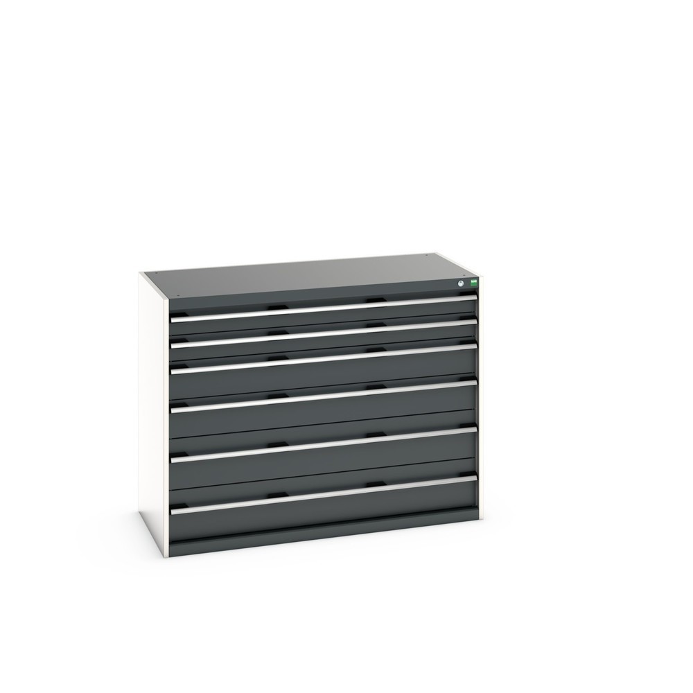 Product afbeelding: Ladekast bott cubio, lades 2x100 + 2x150 + 2x200 mm, draagvermogen elk 200 kg, breedte 1.300 mm, antracietgrijs