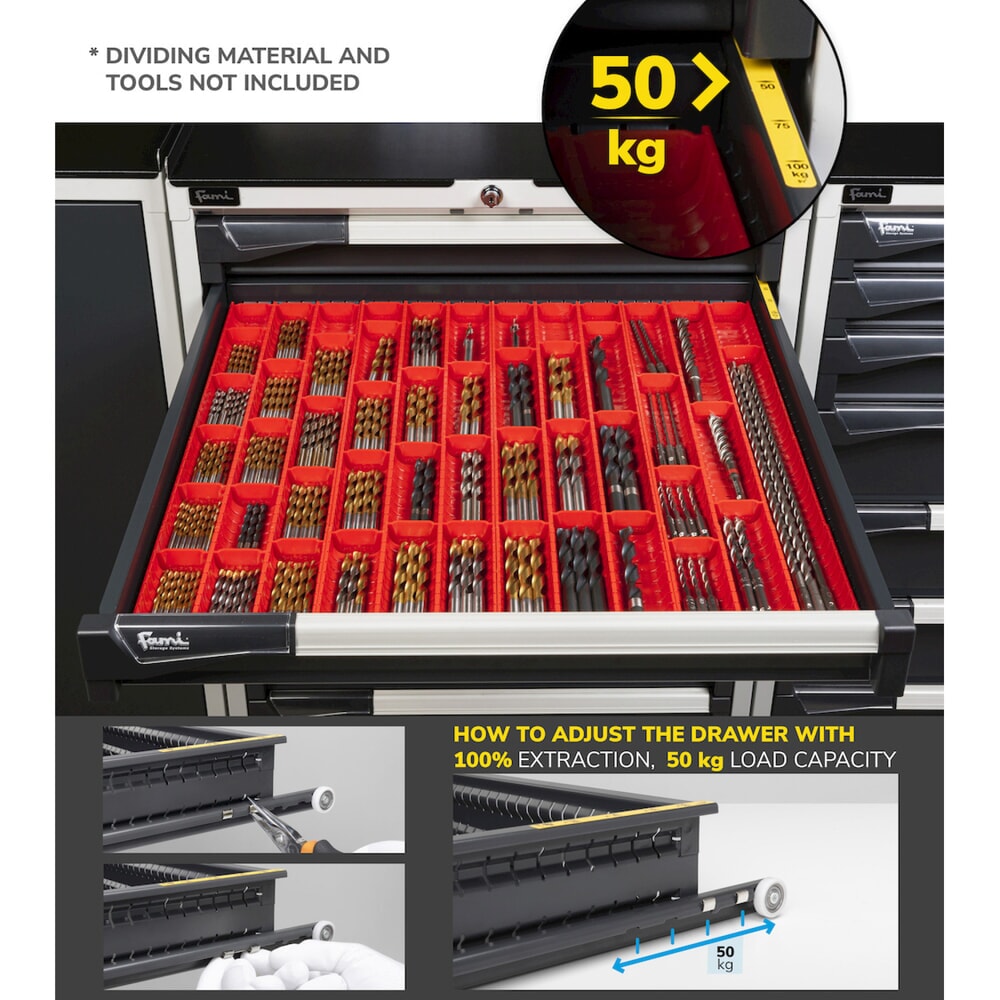 Productafbeelding nr. 9: Ladekast Fami MASTER, 6 lades, hxbxd 1.000 x 714 x 726 mm, lichtblauw