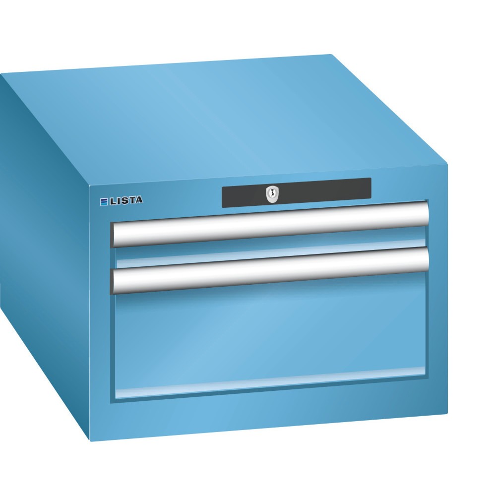 Product afbeelding: Ladekast LISTA 18x27E, (bxdxh) 411x572x283 mm, 2 lades, 1 x 50 / 1 x 150, lichtblauw, KEY Lock