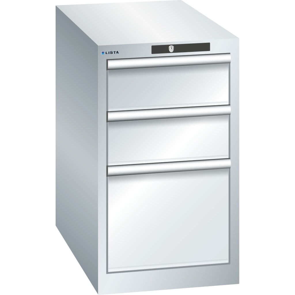 Product afbeelding: Ladekast LISTA 18x36E, (bxdxh) 411x725x700 mm, 3 lades, 2 x 150 / 1 x 300, lichtgrijs, RFID Lock