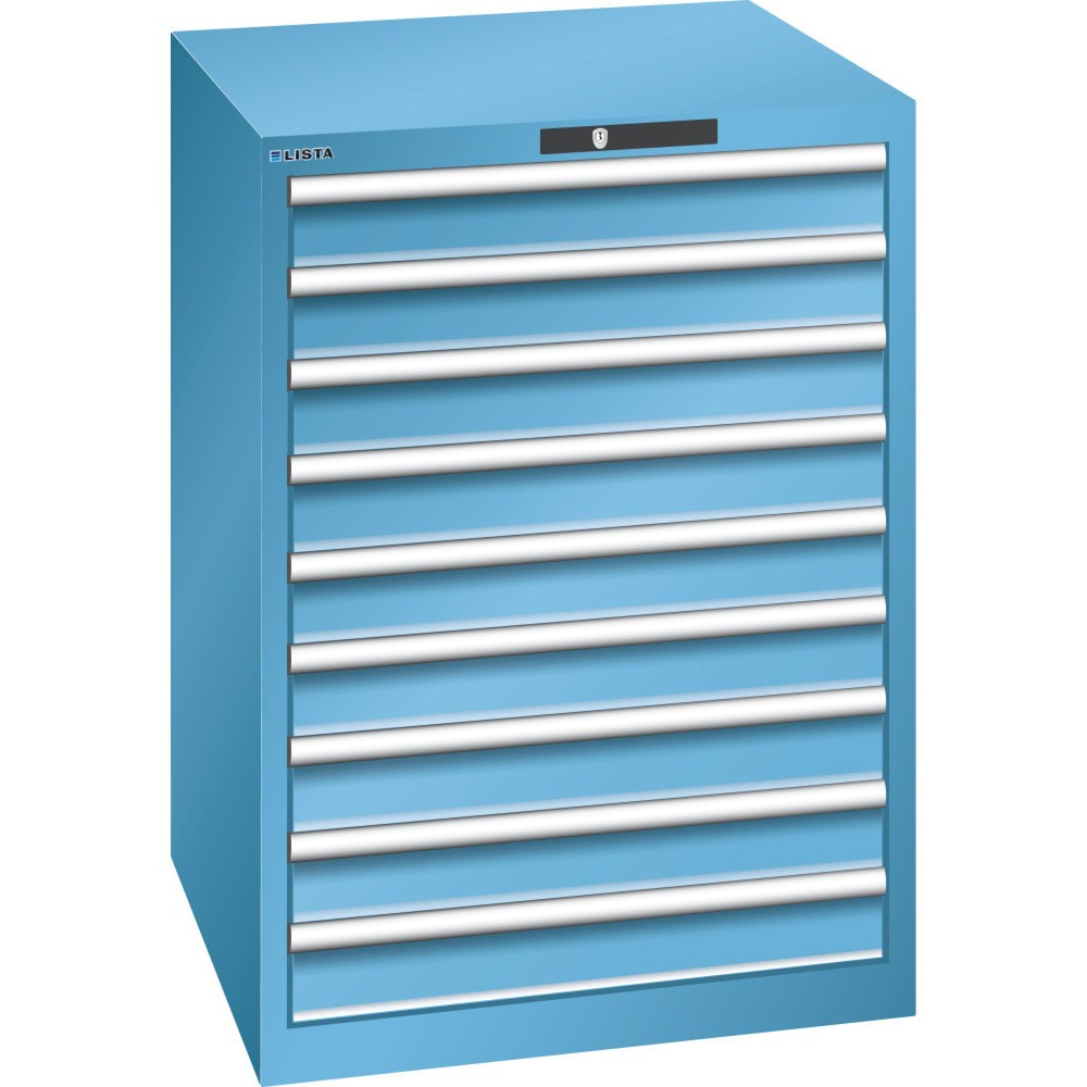 Product afbeelding: Ladekast LISTA 36x36E, (bxdxh) 717x725x1000 mm, 9 lades draagvermogen 200 kg, 9 x 100, lichtblauw, KEY Lock