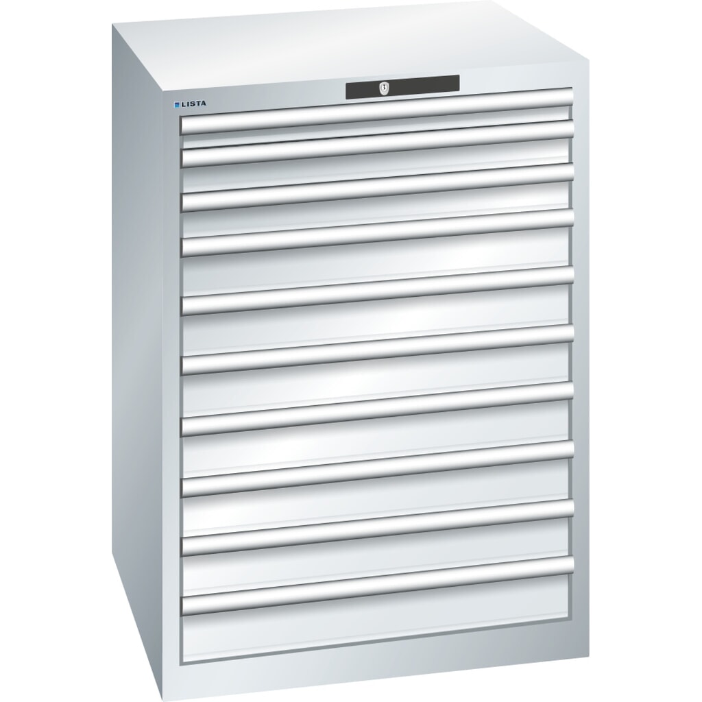 Ladekast LISTA 36x36E, (bxdxh) 717x725x1000 mm, 10 lades, 1 x 50 / 2 x 75 / 7 x 100, lichtgrijs, KEY Lock Product afbeelding: Ladekast LISTA 36x36E, (bxdxh) 717x725x1000 mm, 10 lades, 1 x 50 / 2 x 75 / 7 x 100, lichtgrijs, KEY Lock