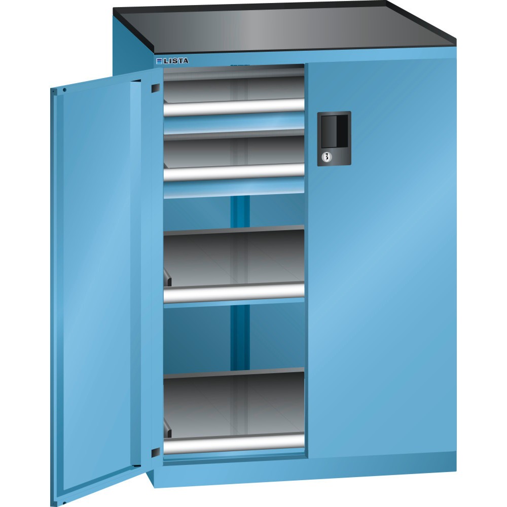 Product afbeelding: Ladekast LISTA 36x36E, (bxdxh) 717x753x1020 mm, 2 lades, 2 x 75, lichtblauw, CODE Lock