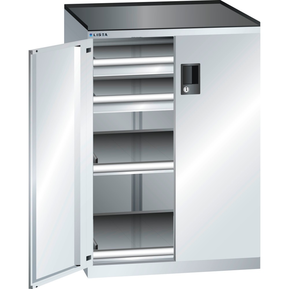 Product afbeelding: Ladekast LISTA 36x36E, (bxdxh) 717x753x1020 mm, 2 lades draagvermogen 200 kg, 2 x 75, lichtgrijs, KEY Lock