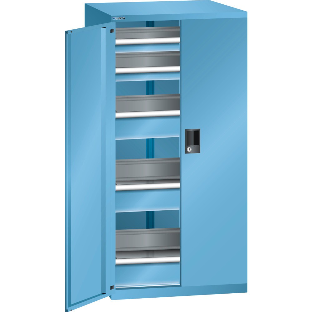 Product afbeelding: Ladekast LISTA 36x36E, (bxdxh) 717x753x1450 mm, 5 lades draagvermogen 200 kg, 2 x 75 / 3 x 150, lichtblauw, KEY Lock