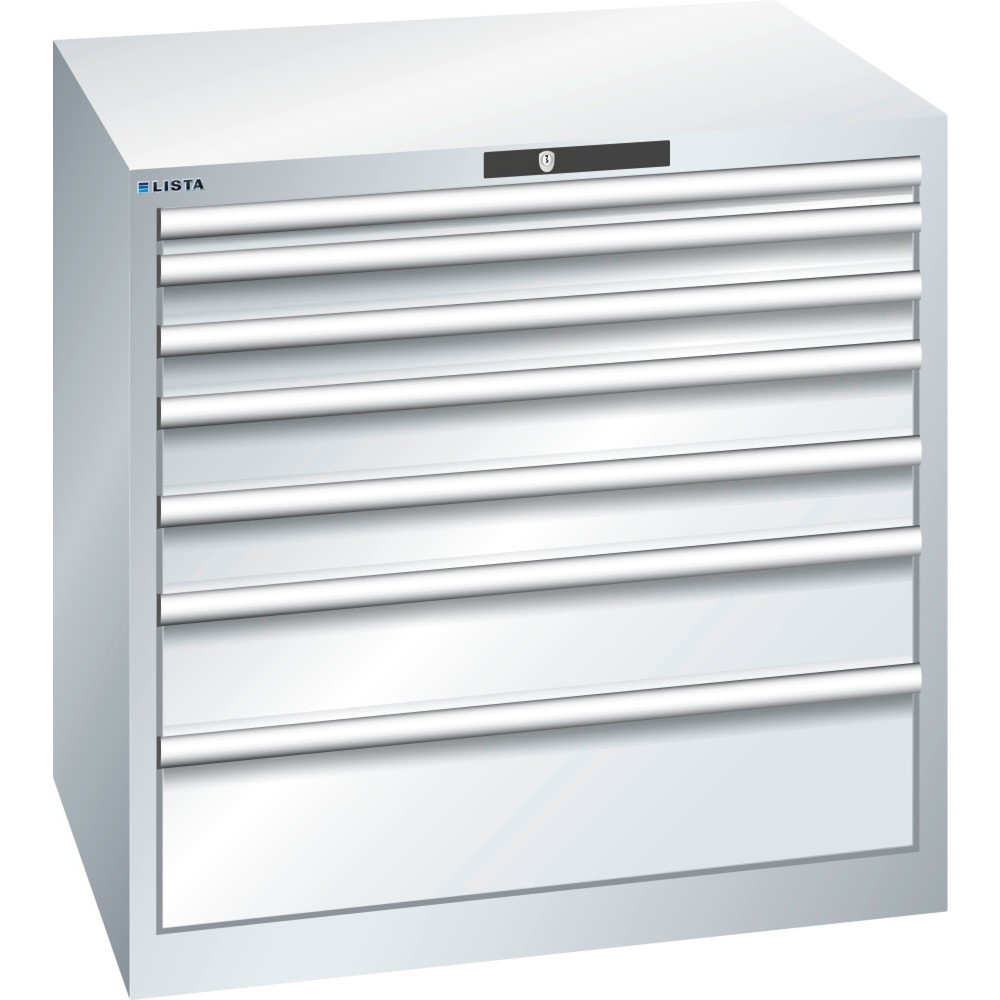Product afbeelding: Ladekast LISTA 45x36E, (bxdxh) 870x725x850 mm, 7 lades draagvermogen 200 kg, lichtgrijs, KEY Lock