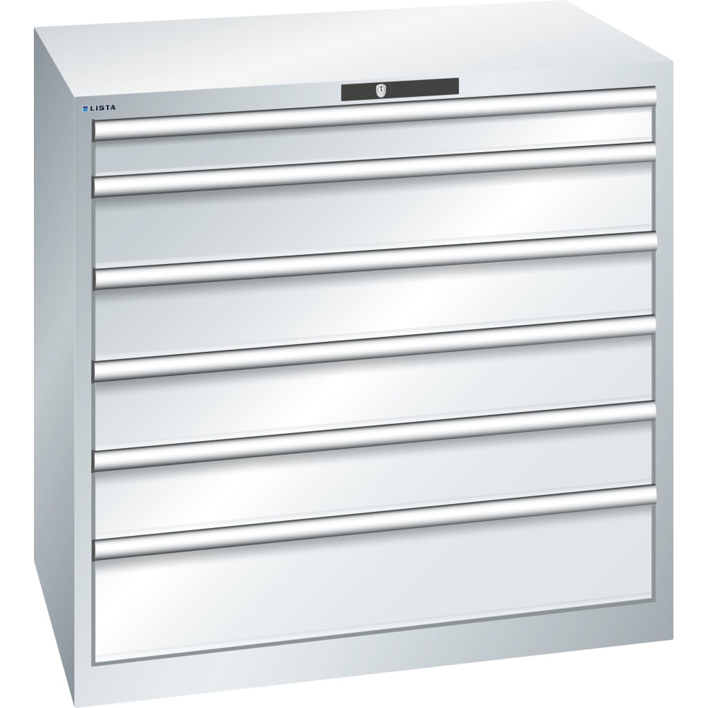 Product afbeelding: Ladekast LISTA 54x36E, (bxdxh) 1023x725x1000 mm, 6 lades draagvermogen 200 kg, lichtgrijs, KEY Lock