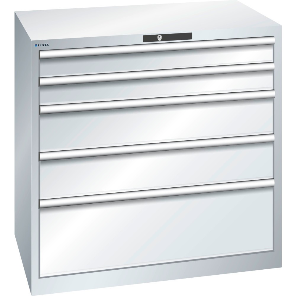 Product afbeelding: Ladekast LISTA 54x36E, (bxdxh) 1023x725x1000 mm, 5 lades draagvermogen 200 kg, lichtgrijs, AUTO Lock