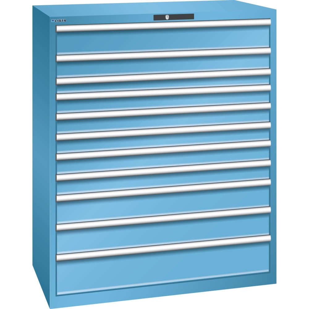 Product afbeelding: Ladekast LISTA 64x36E, (bxdxh) 1193x725x1450 mm, 11 lades draagvermogen 200 kg, lichtblauw, CODE Lock