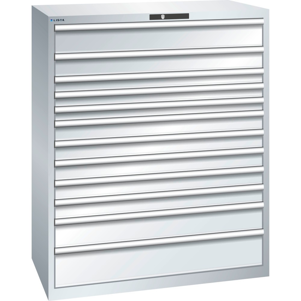Product afbeelding: Ladekast LISTA 64x36E, (bxdxh) 1193x725x1450 mm, 12 lades draagvermogen 200 kg, lichtgrijs, RFID Lock