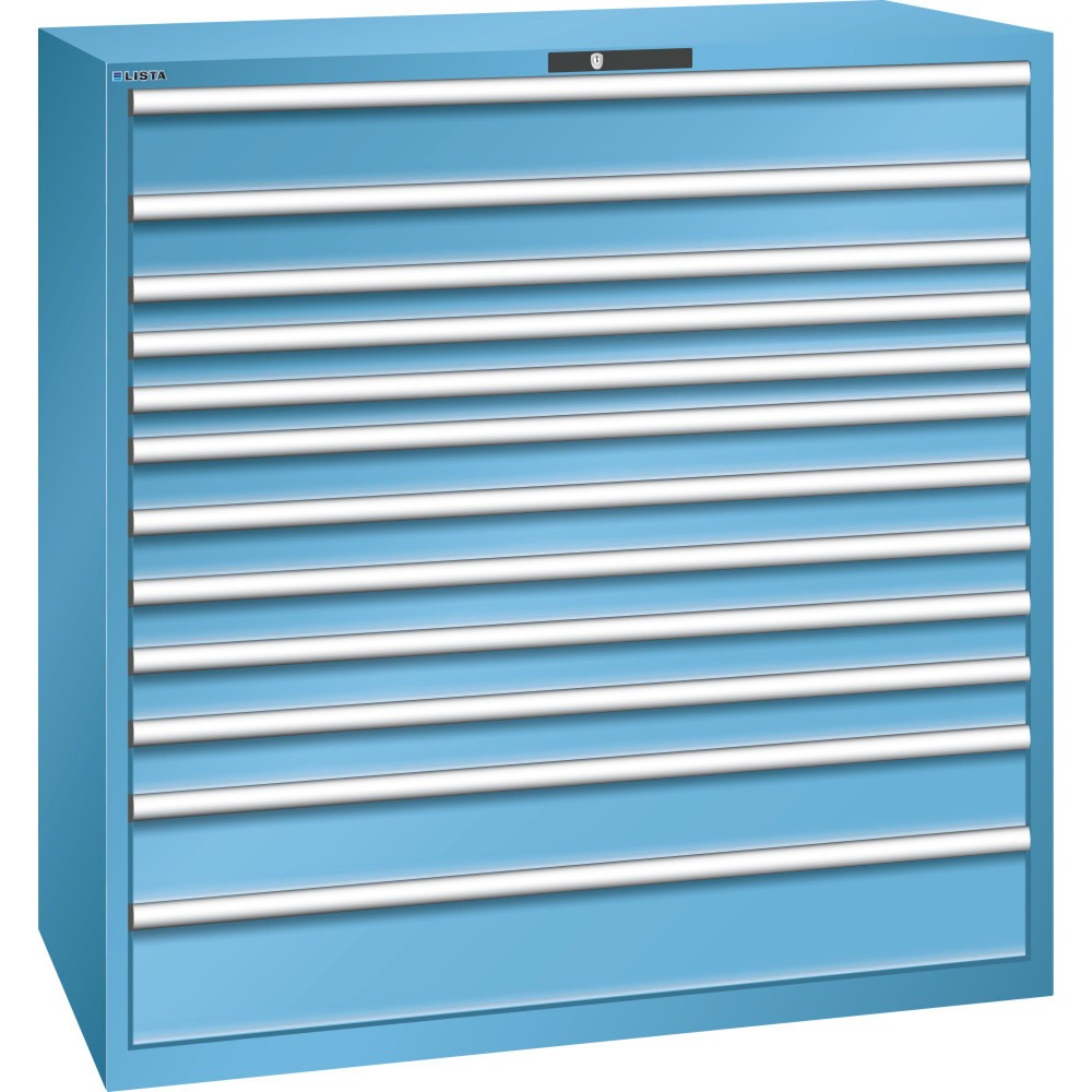 Product afbeelding: Ladekast LISTA 78x36E, (bxdxh) 1431x725x1450 mm, 12 lades draagvermogen 200 kg, lichtblauw, KEY Lock