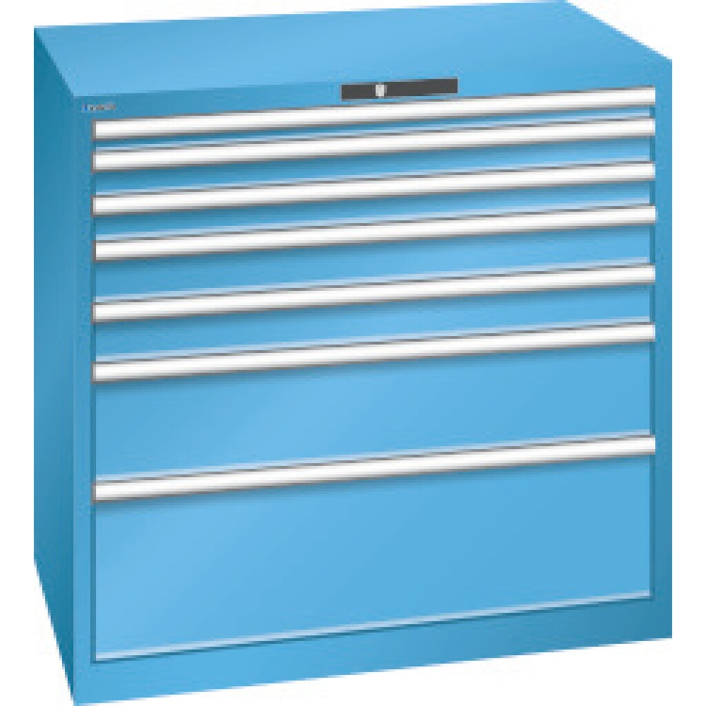 Product afbeelding: Ladekast Lista, lades 1x50 + 2x75 + 2x100 + 1x200 + 1x300 mm, draagvermogen 200 kg, lichtblauw