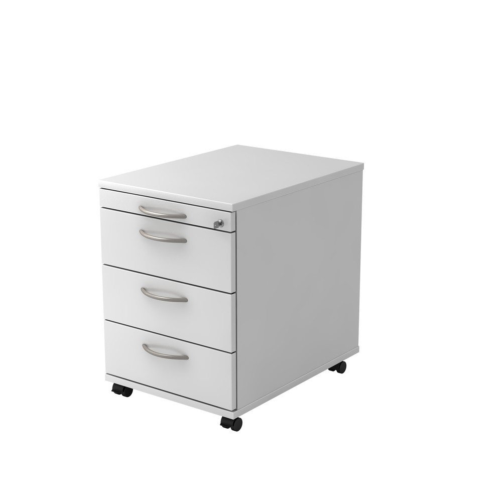 Product afbeelding: Ladekast op wielen Hammerbacher 58 cm, 3 lades, slot BM wit