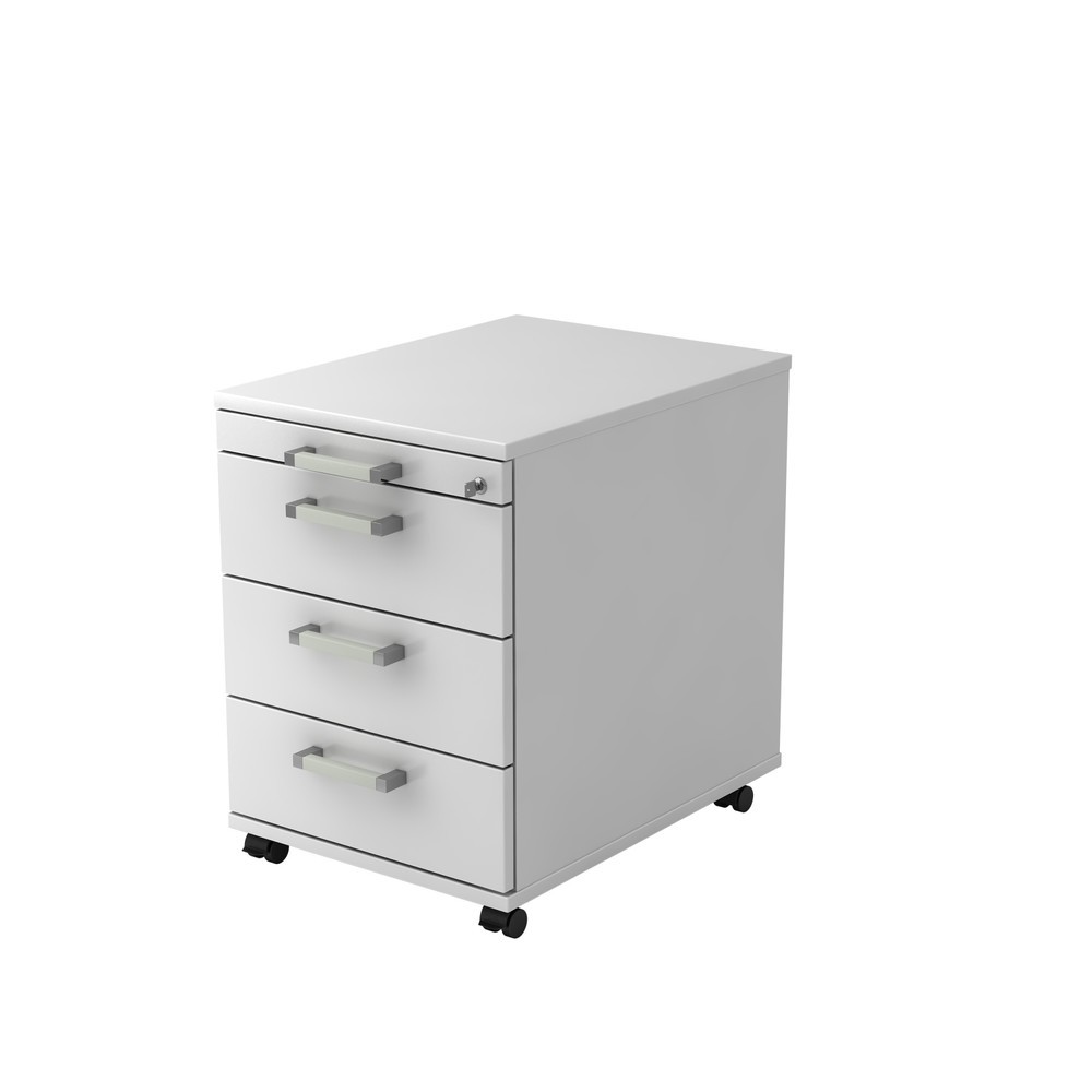 Product afbeelding: Ladekast op wielen Hammerbacher 58 cm, 3 lades, slot CE wit