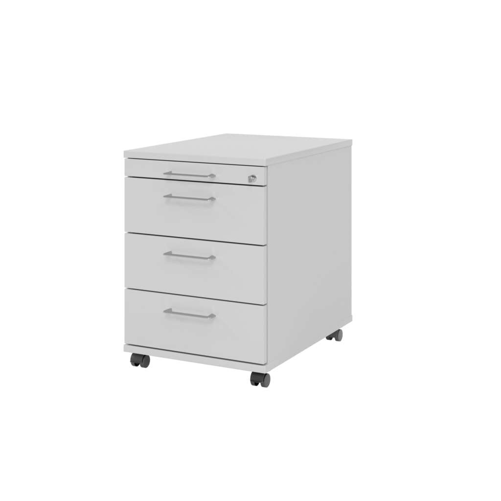Product afbeelding: Ladekast op wielen Hammerbacher 58 cm, 3 lades, slot BS grijs