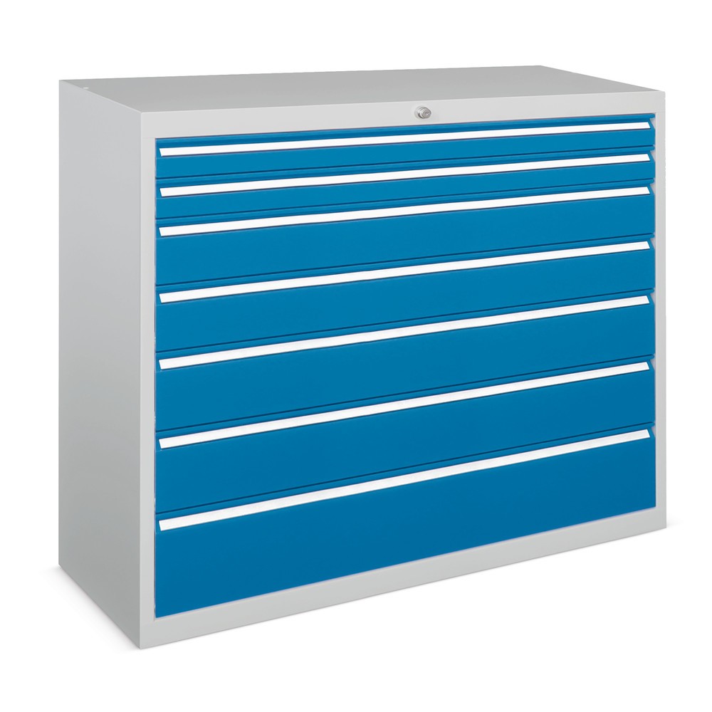 Product afbeelding: Ladekast PAVOY, hoogte 1.000 mm, laden 4x75 + 2x125 + 2x175 mm, breedte 715 mm, lichtgrijs, hemelsblauw