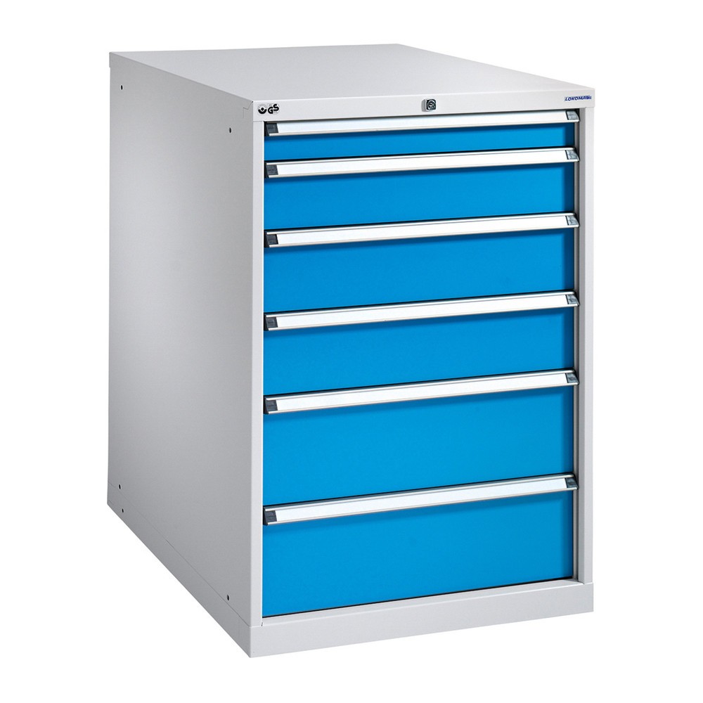 Product afbeelding: Ladekast PAVOY, hoogte 1.000 mm, laden 1x100 + 4x200 mm, breedte 500 mm, lichtgrijs, vuurrood