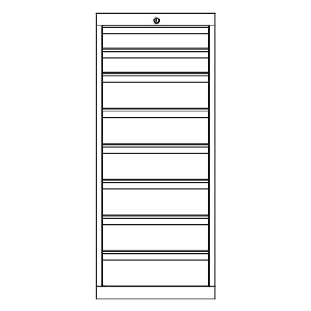 Ladekast PAVOY, hoogte 1.200 mm, laden 2x100 + 6x150 mm, breedte 500 mm, lichtgrijs, robijnrood Productafbeelding nr. 3: Ladekast PAVOY, hoogte 1.200 mm, laden 2x100 + 6x150 mm, breedte 500 mm, lichtgrijs, robijnrood
