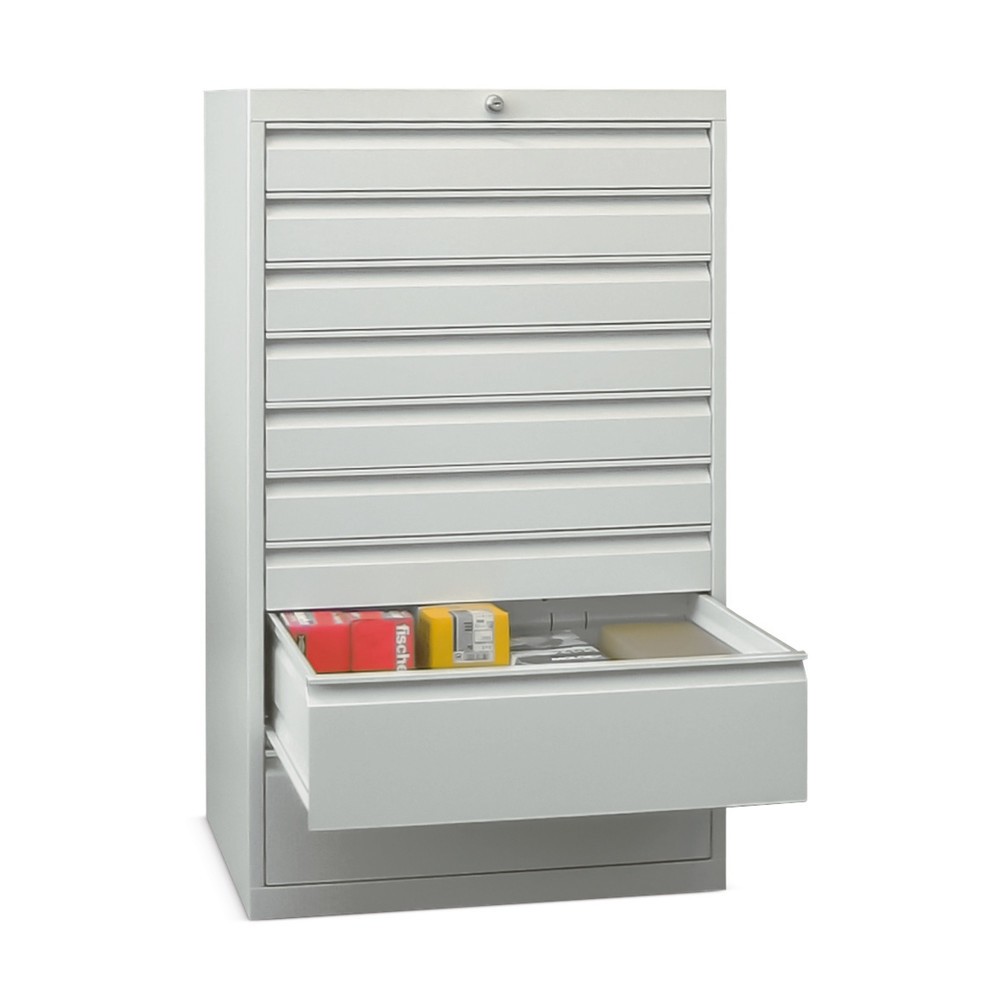 Product afbeelding: Ladekast PAVOY, hoogte 1.200 mm, laden 2x75 + 4x100 + 1x150 + 2x200 mm, breedte 715 mm, lichtgrijs, lichtblauw