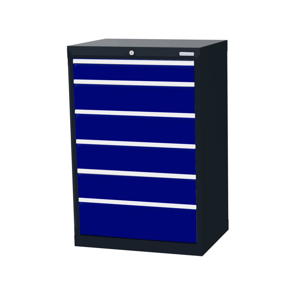 Product afbeelding: Ladekast Profi, laden 1x100 + 4x150 + 1x200 mm, breedte 680 mm, antracietgrijs, gentiaanblauw