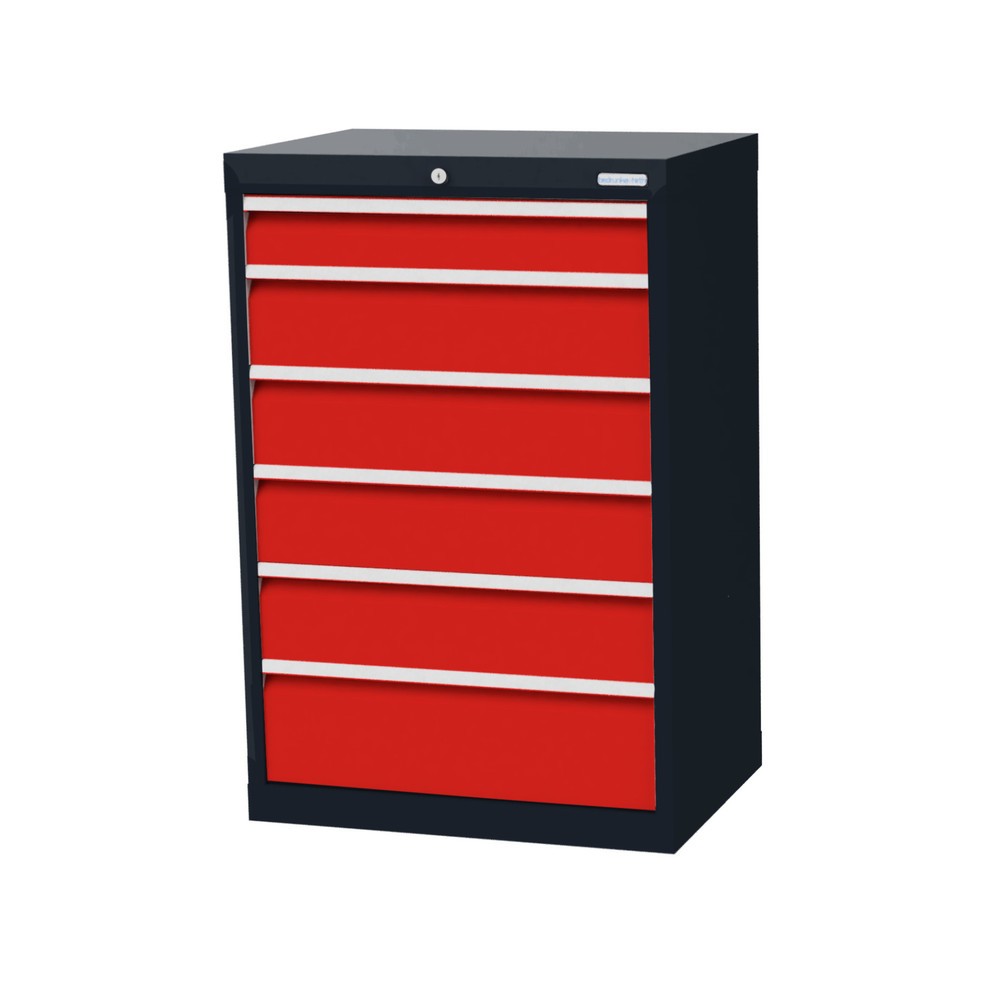 Product afbeelding: Ladekast Profi, laden 1x100 + 4x150 + 1x200 mm, breedte 680 mm, antracietgrijs, verkeersrood