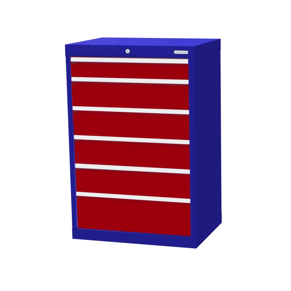 Product afbeelding: Ladekast Profi, laden 1x100 + 4x150 + 1x200 mm, breedte 680 mm, gentiaanblauw, robijnrood