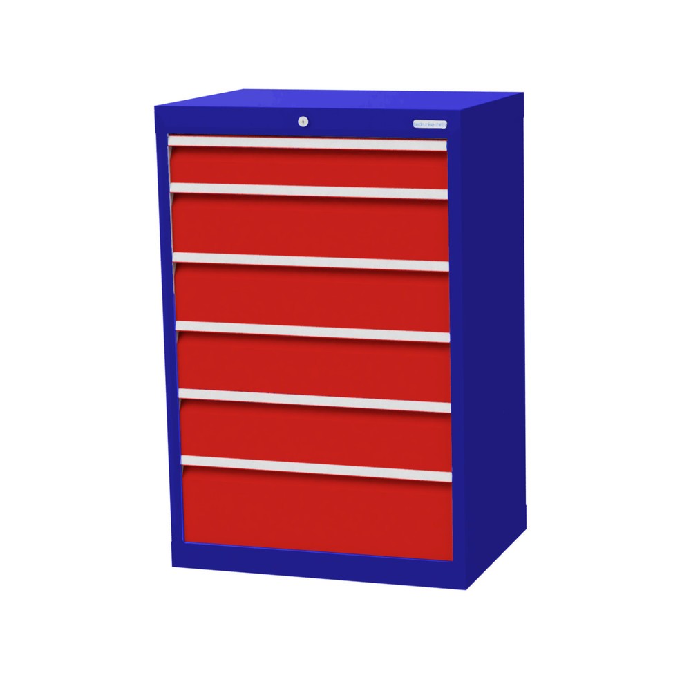 Product afbeelding: Ladekast Profi, laden 1x100 + 4x150 + 1x200 mm, breedte 680 mm, gentiaanblauw, verkeersrood