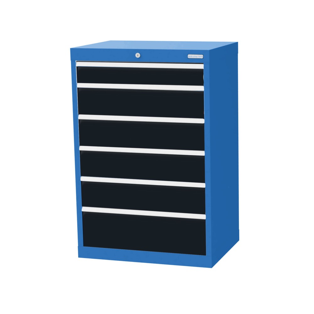 Product afbeelding: Ladekast Profi, laden 1x100 + 4x150 + 1x200 mm, breedte 680 mm, lichtblauw, antracietgrijs