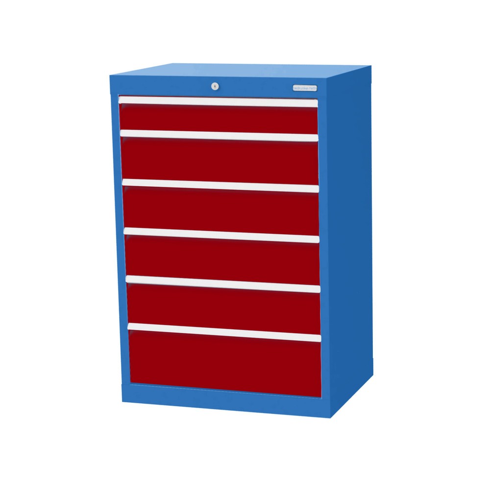 Product afbeelding: Ladekast Profi, laden 1x100 + 4x150 + 1x200 mm, breedte 680 mm, lichtblauw, robijnrood