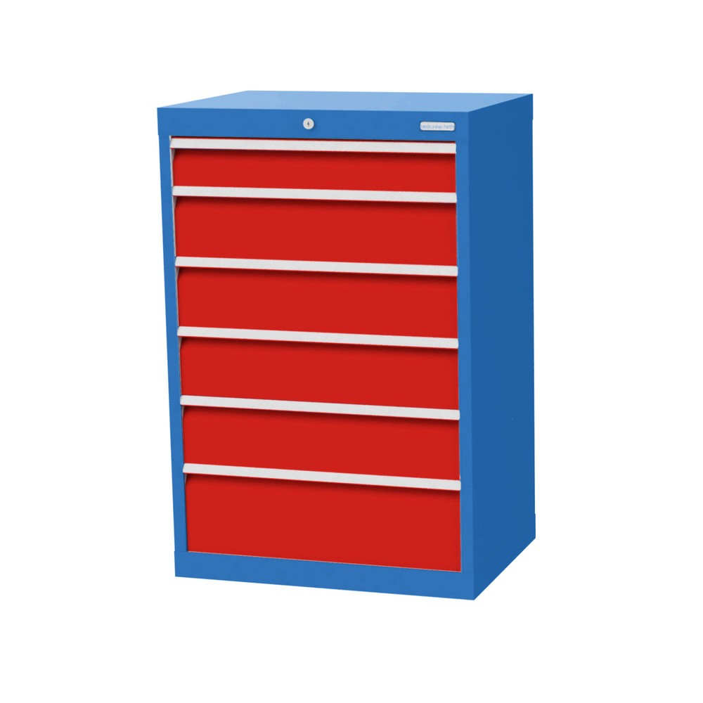 Product afbeelding: Ladekast Profi, laden 1x100 + 4x150 + 1x200 mm, breedte 680 mm, lichtblauw, verkeersrood
