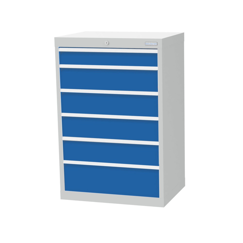 Product afbeelding: Ladekast Profi, laden 1x100 + 4x150 + 1x200 mm, breedte 680 mm, lichtgrijs, lichtblauw