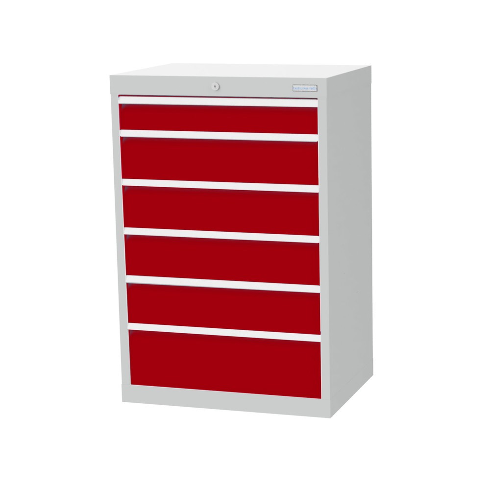Product afbeelding: Ladekast Profi, laden 1x100 + 4x150 + 1x200 mm, breedte 680 mm, lichtgrijs, robijnrood