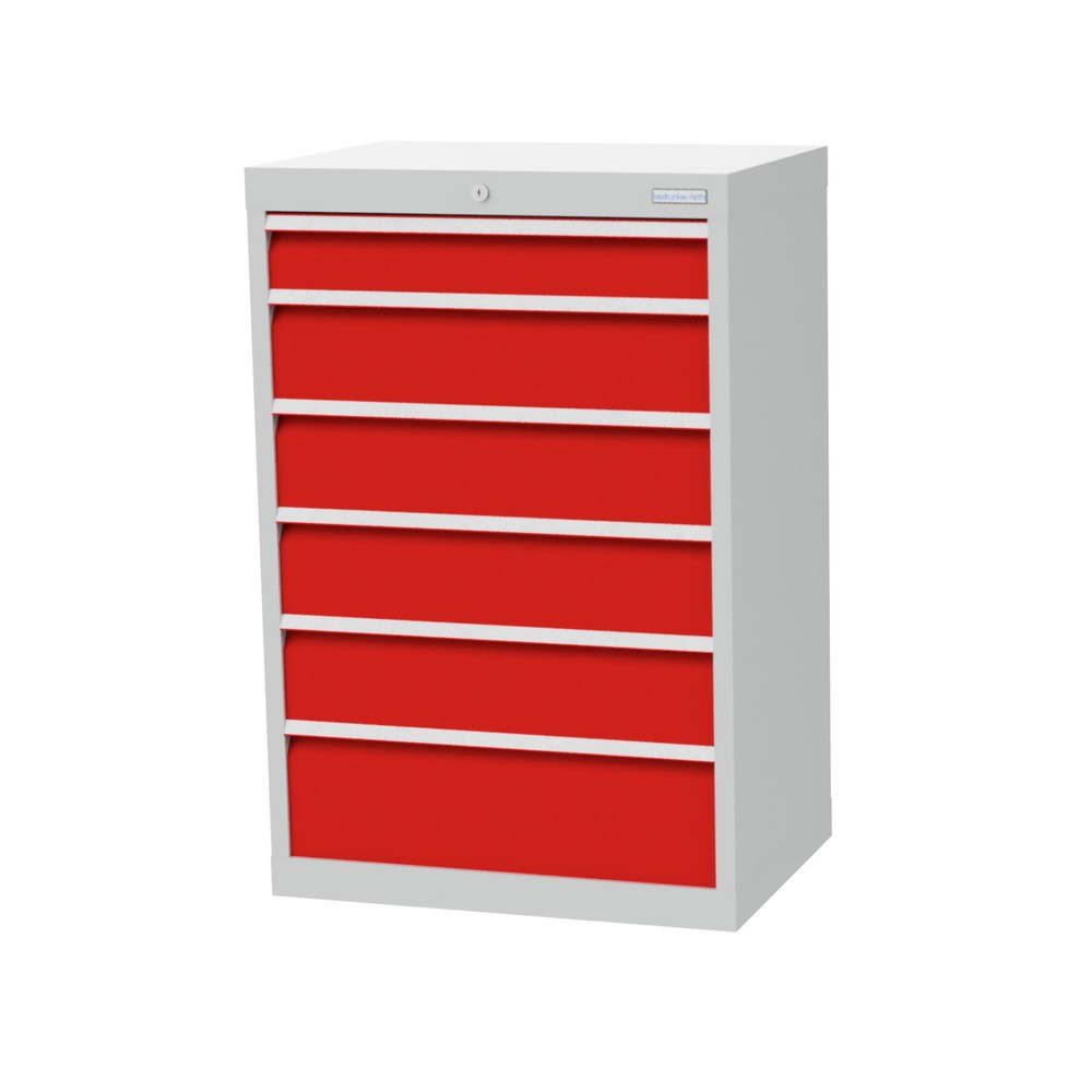 Product afbeelding: Ladekast Profi, laden 1x100 + 4x150 + 1x200 mm, breedte 680 mm, lichtgrijs, verkeersrood