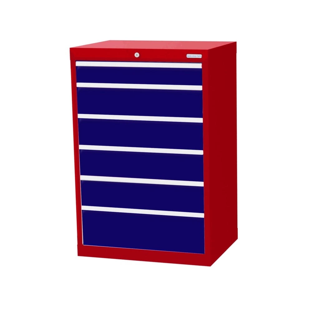 Product afbeelding: Ladekast Profi, laden 1x100 + 4x150 + 1x200 mm, breedte 680 mm, robijnrood, gentiaanblauw