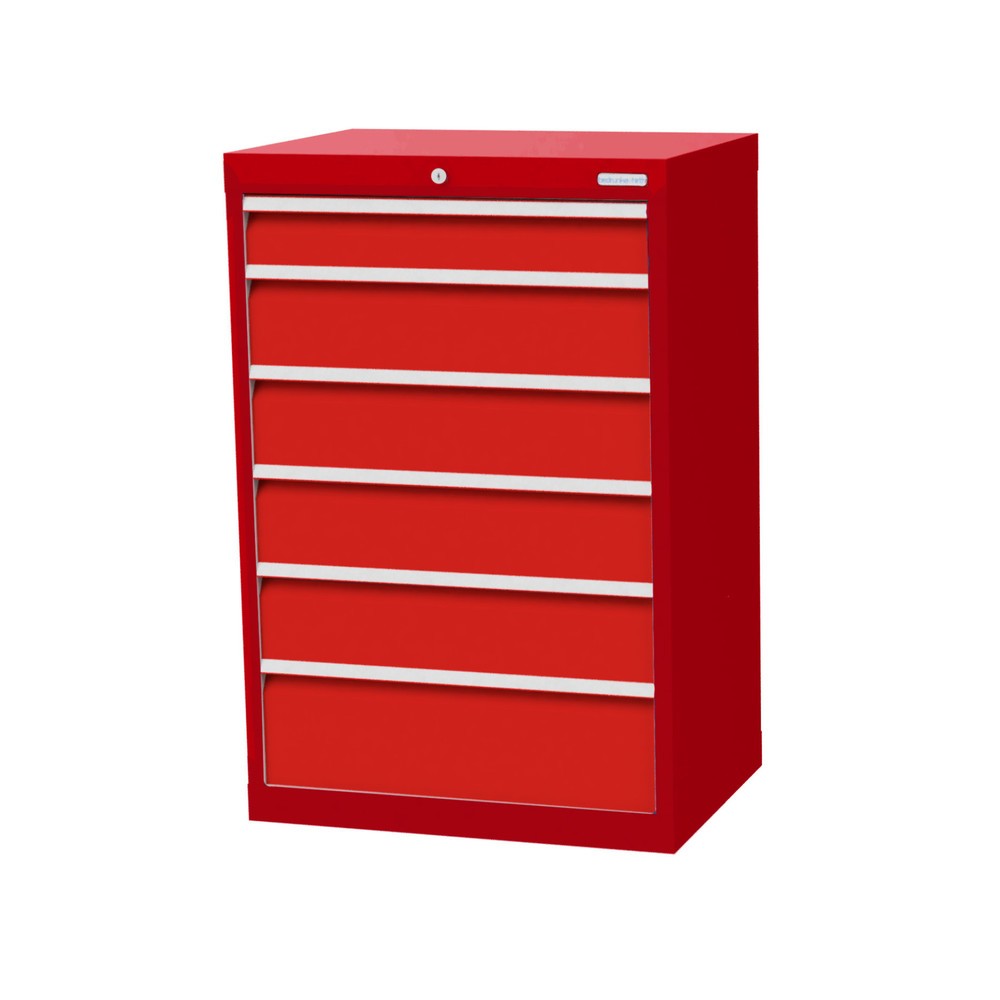 Product afbeelding: Ladekast Profi, laden 1x100 + 4x150 + 1x200 mm, breedte 680 mm, robijnrood, verkeersrood