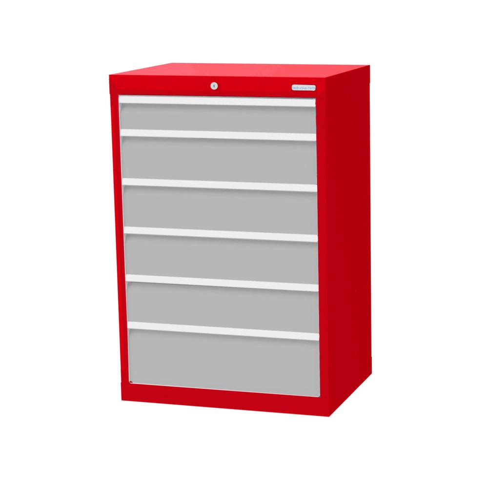 Product afbeelding: Ladekast Profi, laden 1x100 + 4x150 + 1x200 mm, breedte 680 mm, verkeersrood, lichtgrijs