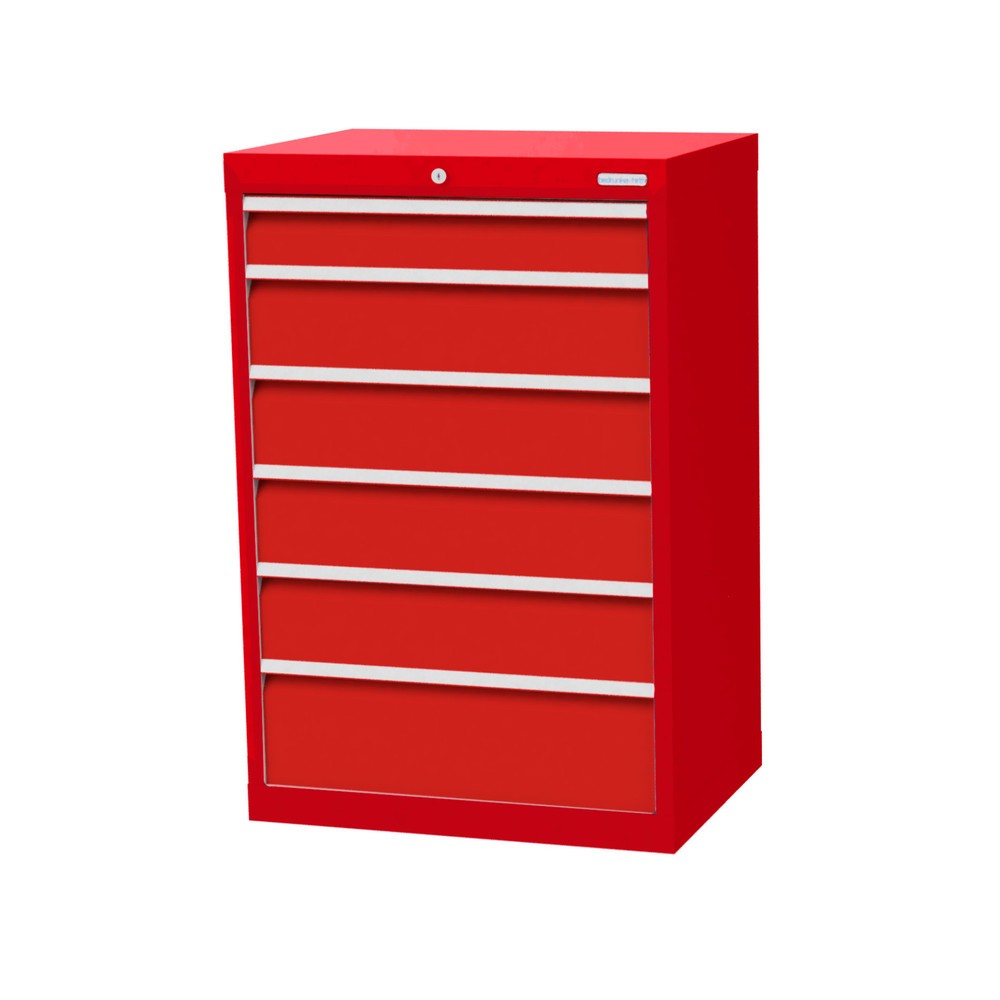 Product afbeelding: Ladekast Profi, laden 1x100 + 4x150 + 1x200 mm, breedte 680 mm, verkeersrood, verkeersrood