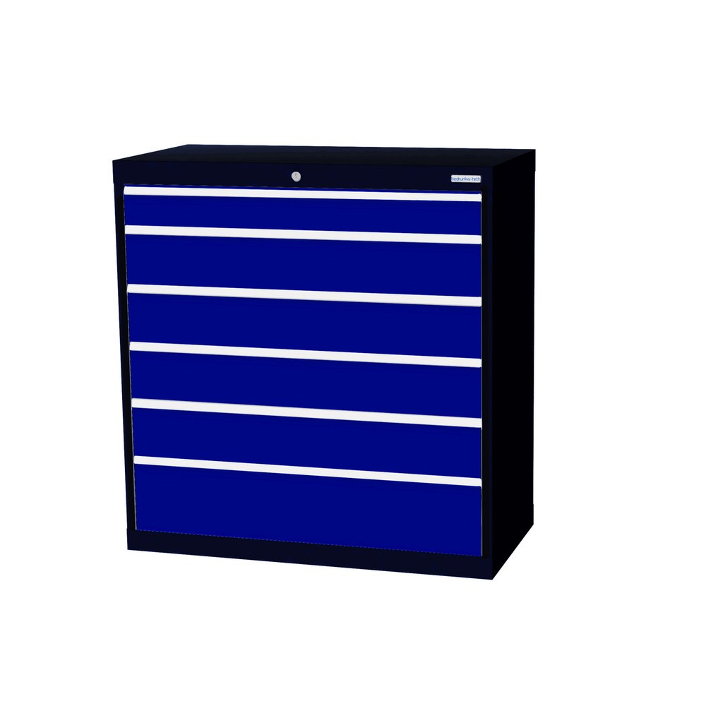 Product afbeelding: Ladekast Profi, laden 1x100 + 4x150 + 1x200 mm, breedte 980 mm, antracietgrijs, gentiaanblauw