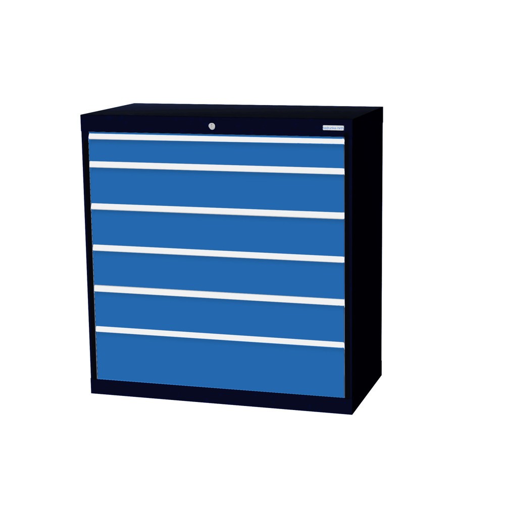 Product afbeelding: Ladekast Profi, laden 1x100 + 4x150 + 1x200 mm, breedte 980 mm, antracietgrijs, lichtblauw