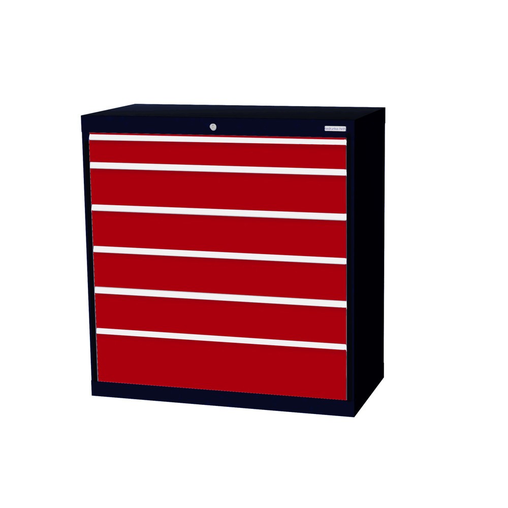Product afbeelding: Ladekast Profi, laden 1x100 + 4x150 + 1x200 mm, breedte 980 mm, antracietgrijs, robijnrood