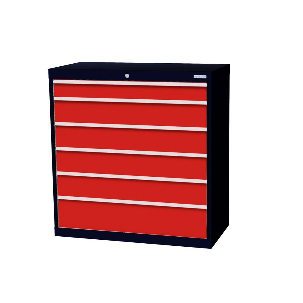 Product afbeelding: Ladekast Profi, laden 1x100 + 4x150 + 1x200 mm, breedte 980 mm, antracietgrijs, verkeersrood