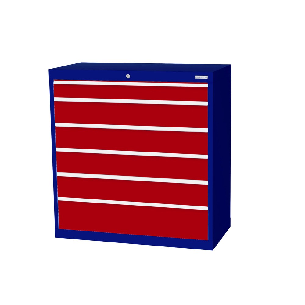 Product afbeelding: Ladekast Profi, laden 1x100 + 4x150 + 1x200 mm, breedte 980 mm, gentiaanblauw, robijnrood