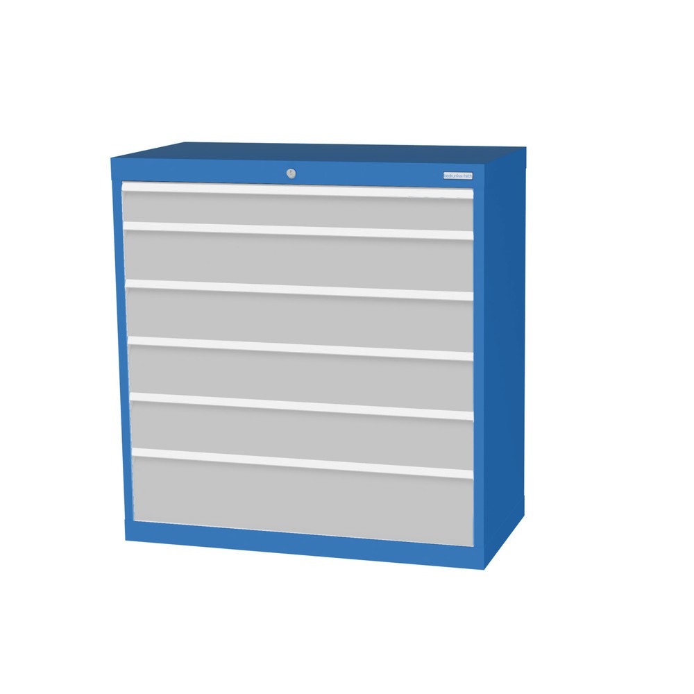 Product afbeelding: Ladekast Profi, laden 1x100 + 4x150 + 1x200 mm, breedte 980 mm, lichtblauw, lichtgrijs