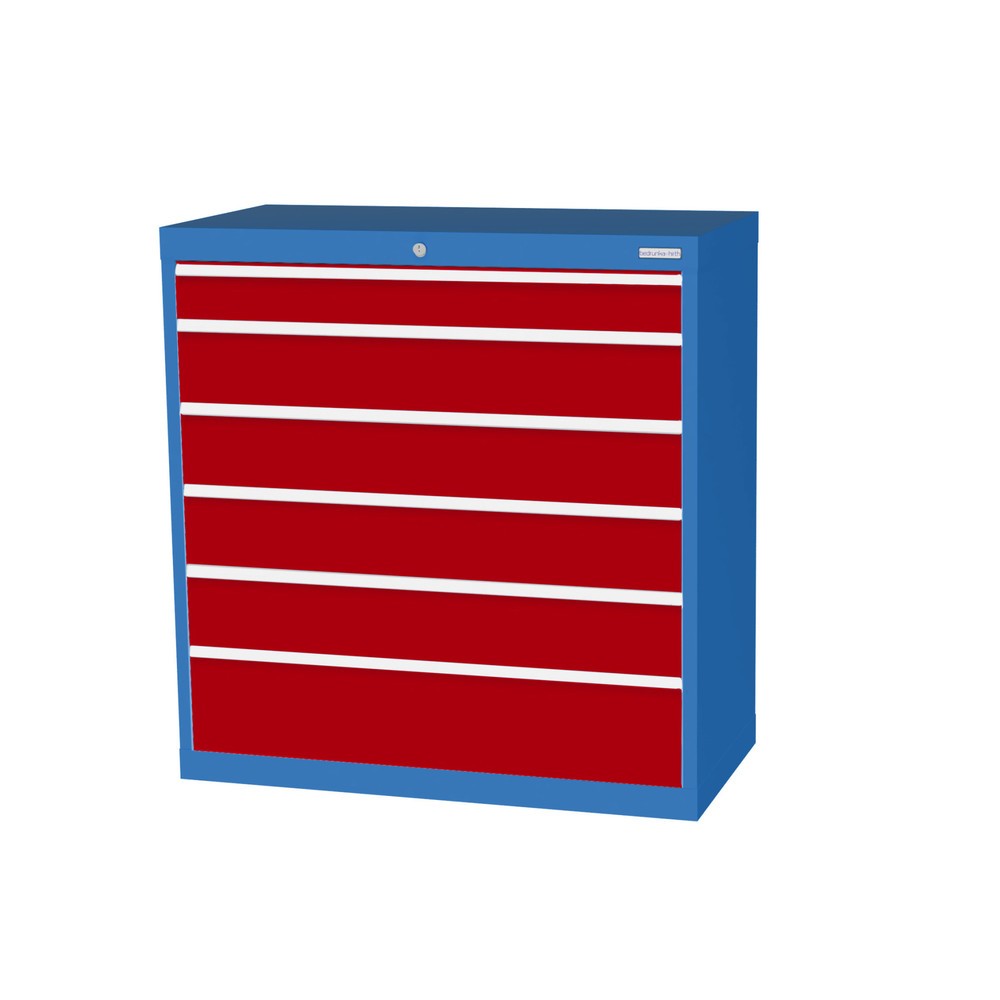 Product afbeelding: Ladekast Profi, laden 1x100 + 4x150 + 1x200 mm, breedte 980 mm, lichtblauw, robijnrood