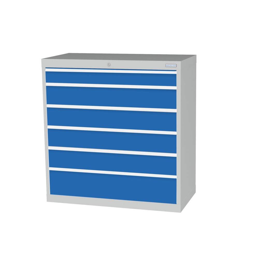 Product afbeelding: Ladekast Profi, laden 1x100 + 4x150 + 1x200 mm, breedte 980 mm, lichtgrijs, lichtblauw