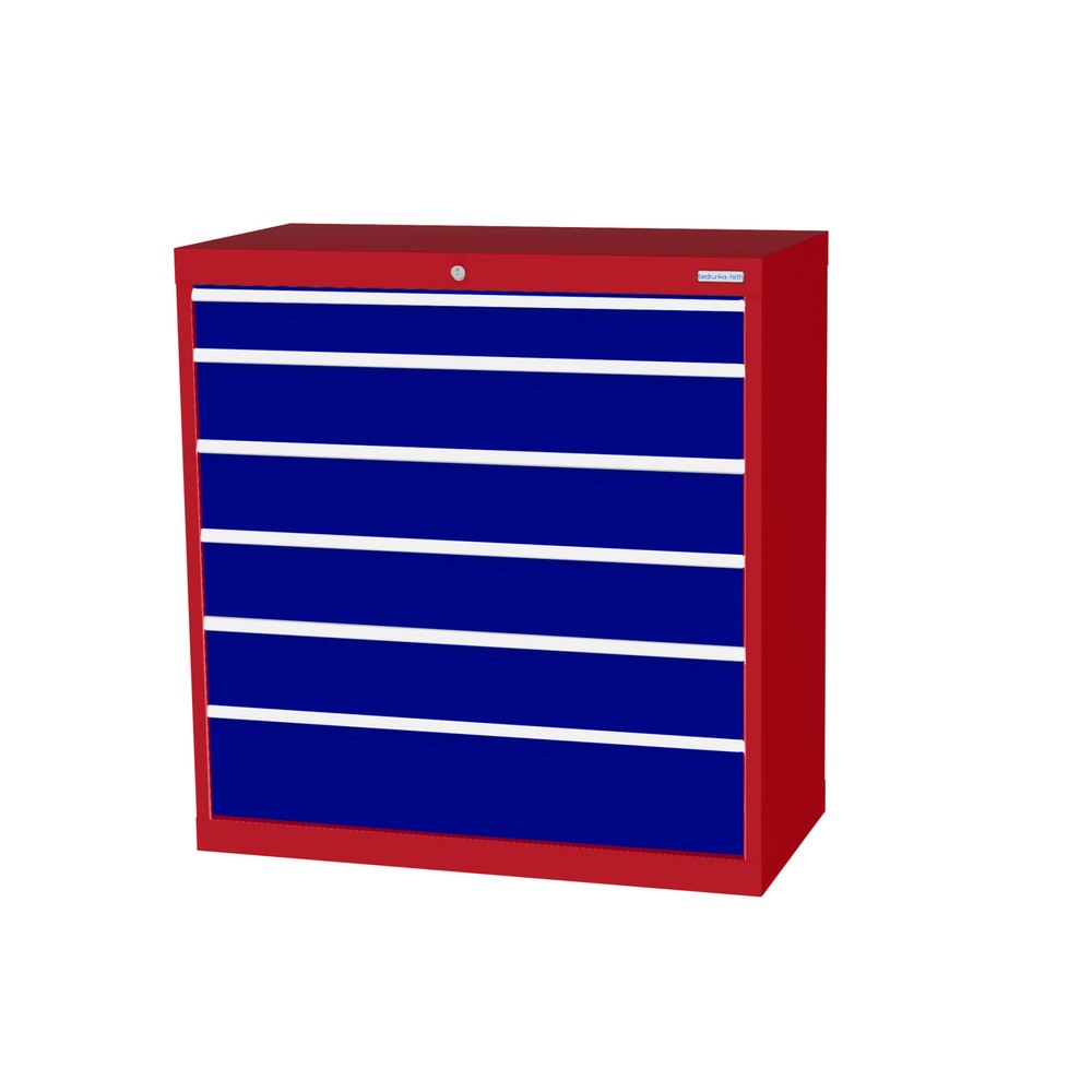 Product afbeelding: Ladekast Profi, laden 1x100 + 4x150 + 1x200 mm, breedte 980 mm, robijnrood, gentiaanblauw