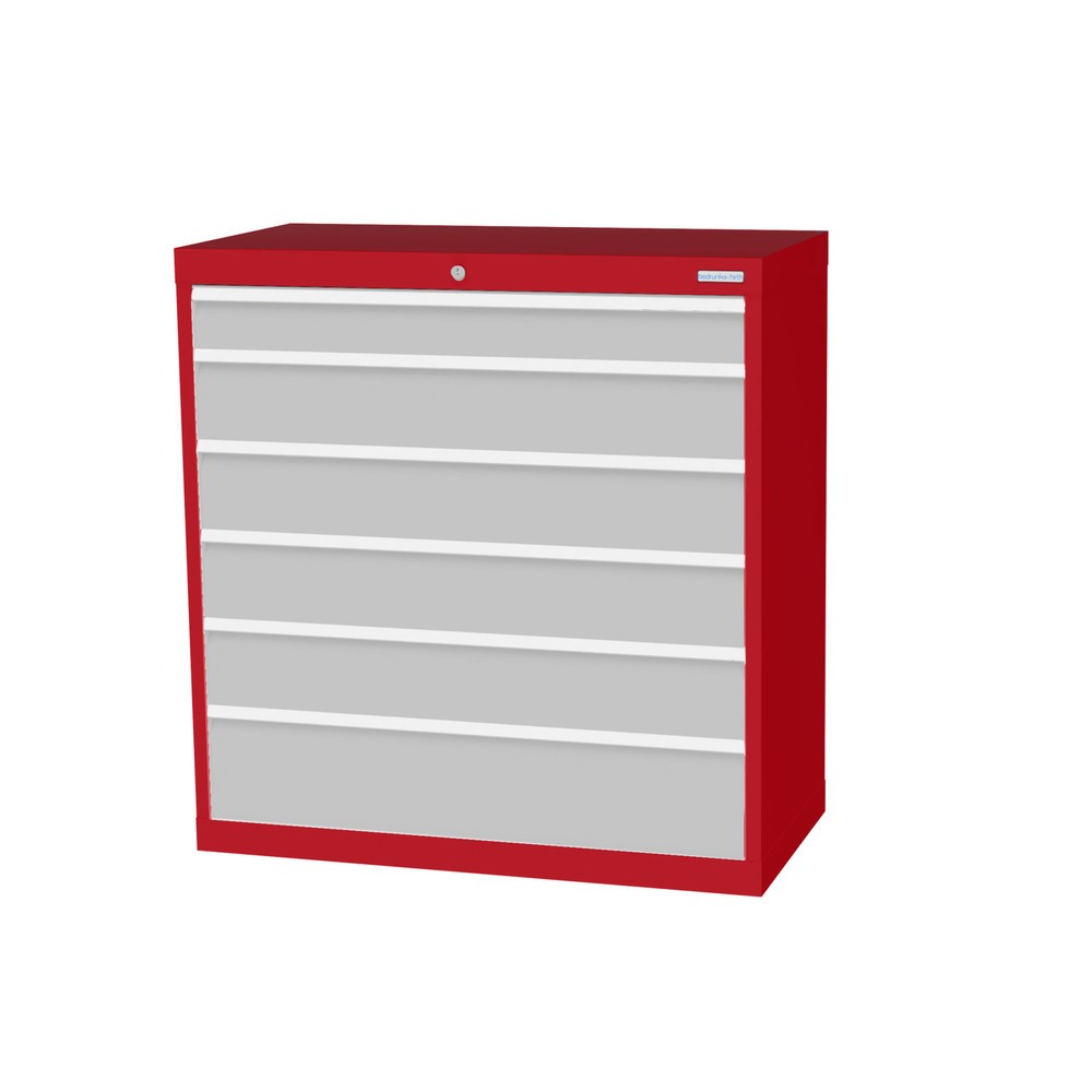 Product afbeelding: Ladekast Profi, laden 1x100 + 4x150 + 1x200 mm, breedte 980 mm, robijnrood, lichtgrijs