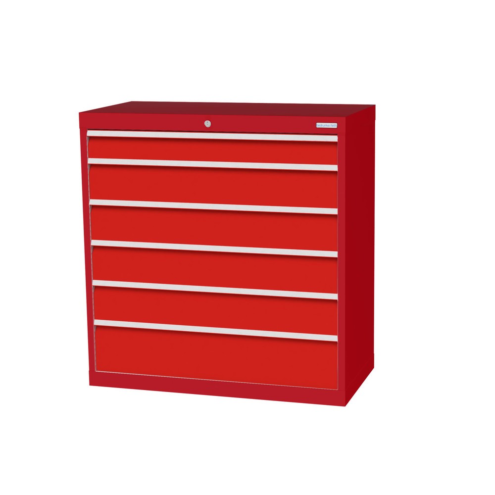 Product afbeelding: Ladekast Profi, laden 1x100 + 4x150 + 1x200 mm, breedte 980 mm, robijnrood, verkeersrood